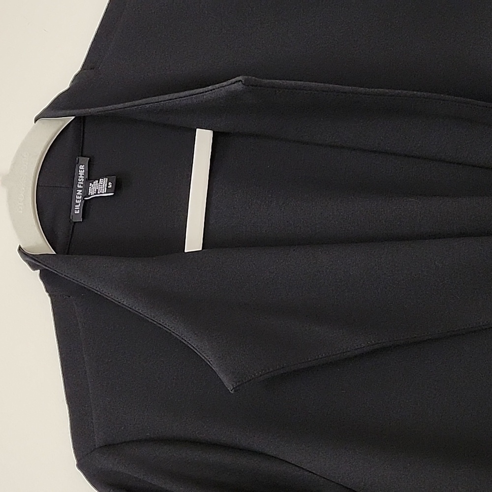 Eileen Fisher preppy Black Drape Open Blazer Office Siren size Small - Picture 16 of 17